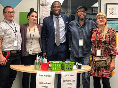 Richmond Mayor Levar Stoney visits Health Brigade Needle Exchange Program staff.