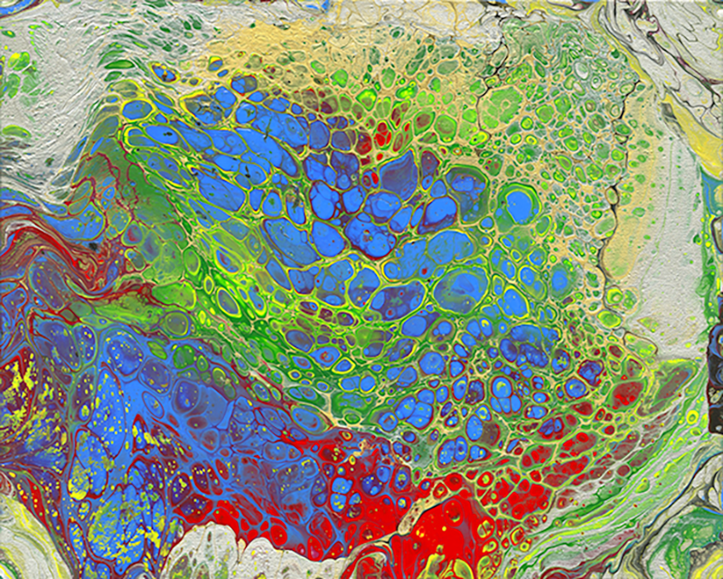 A colorful rendering of bubbles to resemble champagne.