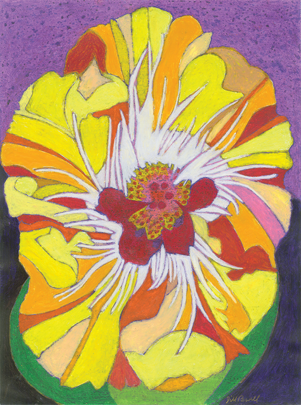 Rendering of a yellow colored hibiscus flower.