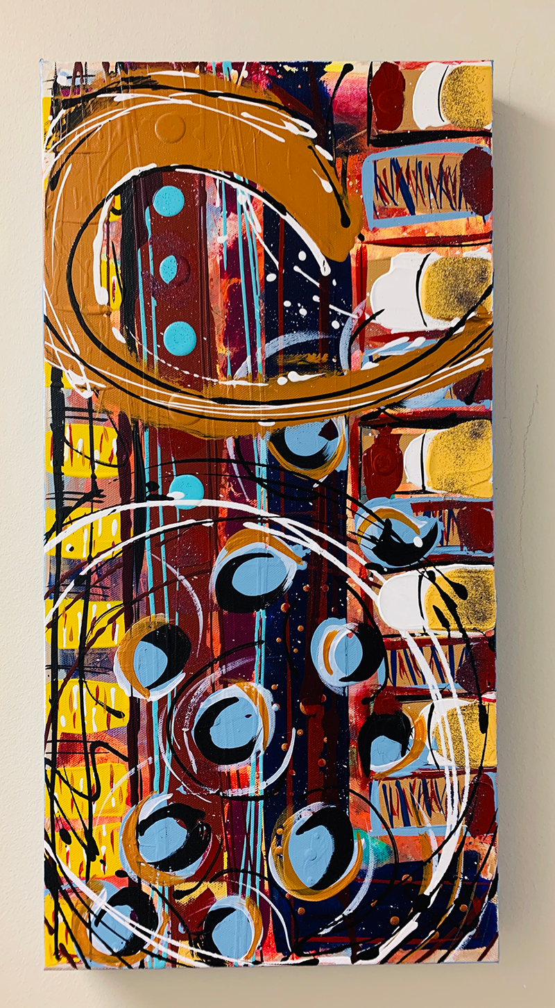 Long vertical abstract painting.
