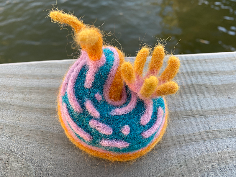 Sea creature made of felt.