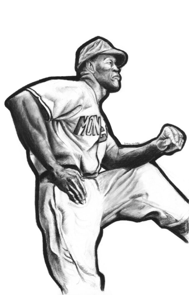 Charcoal drawing of baseball player